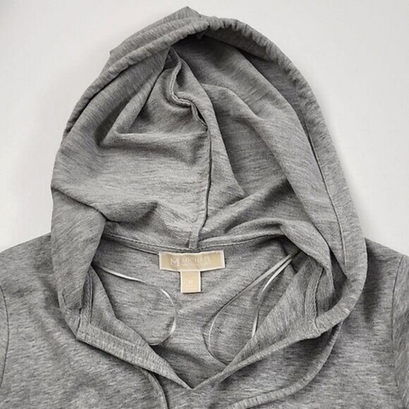 Michael Kors Women's Pullover Hoodie Heathered Grey Cotton Blend Stretch Size M - Picture 9 of 14
